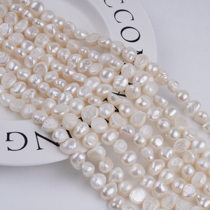 Chaînes de perles naturelles baroques blanches de 9-10 mm, trou latéral, perles authentiques, prix promotionnel de gros - Product Image 3