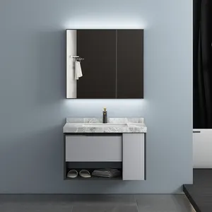 Nuevo diseño de muebles de gabinete de baño de madera contrachapada montada en la pared Vanidades