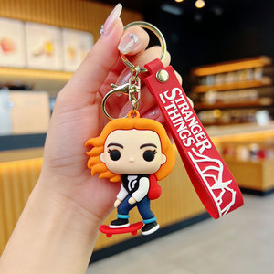 Llaveros de <span class=keywords><strong>Stranger</strong></span> <span class=keywords><strong>Things</strong></span>, Figuras de Acción 3D de PVC de Eleven/<span class=keywords><strong>Dustin</strong></span>/Demogorgon, Llaveros con Personajes de Dibujos Animados, Colgante para Bolsa - Product Image 4
