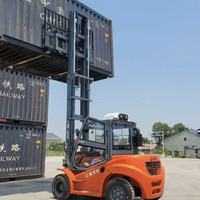 Chariot élévateur diesel JAC 7 tonnes 8M avec cabine fermée, déplaceur latéral et positionneur de fourches pour port et terminal de conteneurs