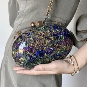 Fashion egg Shape star Personalized Women Handbag Round Evening Bag Acrylic Clutch cross body