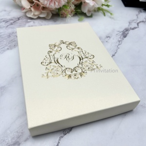 Invitación de <span class=keywords><strong>Boda</strong></span> de Papel con Lámina Dorada Impresa Personalizada con Caja - Diseño Personalizado - Product Image 3