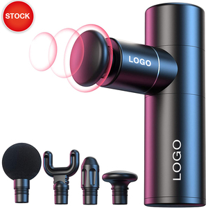 Mini Pistola de Massagem Muscular de Tecido Profundo com Vibração, Carregador Tipo C, em Liga de Alumínio, Preto e Vermelho, com Design de Logotipo e Acabamento Metálico - Product Image 1