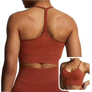 Soutien-gorge de yoga pour femme à maintien élevé, dos croisé, extensible et doux, avec bretelles, haut de sport bleu pour l'entraînement - Product Image 3