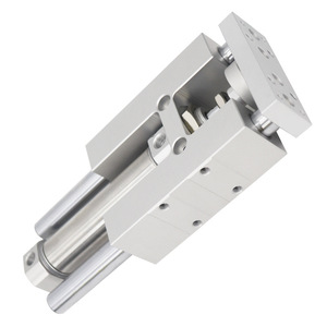 Vérin pneumatique à double action, corps en aluminium, réglable, avec amortisseur, à trois axes, à trois guides, 12 fentes, 25X50X75X100X125X150 - Product Image 1