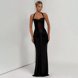K25D76693 Nuovo <span class=keywords><strong>Abito</strong></span> <span class=keywords><strong>Lungo</strong></span> Estivo 2026 da Donna con <span class=keywords><strong>Scollo</strong></span> all'Americana, Allacciatura, Tinta Unita, in Rete Trasparente, Sexy, Modello a Tubino - Product Image 4