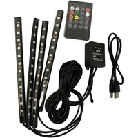 Kit d'éclairage d'ambiance RGB pour voiture, 1 à 4 unités, sans fil, interface USB, contrôle par application et télécommande rythmique