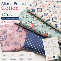 Tissu tissé 100 % coton imprimé sur toute la surface, 120 GSM, pour chemises, blouses, jupes et vêtements de plage pour filles et garçons, en rouleau en gros
