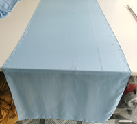 Chemin de table en mousseline de soie bleu clair avec ourlet étroit à fermeture, ourlet festonné pour mariage/restaurant/hôtel/vente en gros