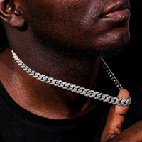 Luxe Hip Hop 12mm 10K Or Blanc Chaîne Cubaine Collier HPHT Lab Grown Diamant Cubain Lien Chaîne Fine Jewelry Colliers
