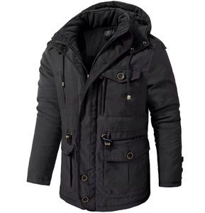 Veste d'hiver chaude en laine à capuche pour homme, taille plus, avec plusieurs poches, veste décontractée pour la chaleur et le confort - Product Image 2