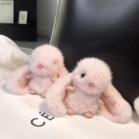 Nouveau porte-clés mignon pour couple, mousqueton en fourrure de lapin douce et colorée, pompon lapin en peluche, pendentif personnalisable, cadeau bijou