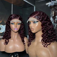 Parrucche Bob Corte in Capelli Umani Ricci Birmani All'Ingrosso, Parrucche Frontali in Pizzo HD per Donne Nere
