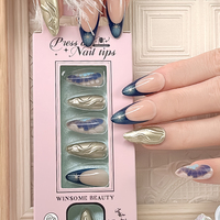 Nouvelle Arrivée Printemps-Été Faux Ongles Effet 3D Amande pour Femme Usage Quotidien Personnalisé Marque Privée Manucure Brillante à Coller