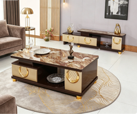 Meuble TV moderne, table basse en verre, ensemble de meubles de salon avec plateau en verre, vente en gros de meubles de maison de luxe, 3 tiroirs de rangement