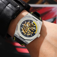 Montre squelette automatique mécanique chronographe lumineuse étanche en acier inoxydable personnalisée pour homme avec mouvement résistant à l'eau