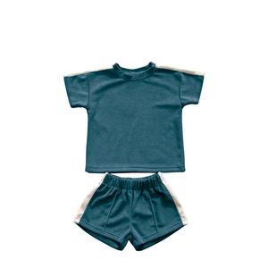 Set di abbigliamento personalizzato per bambini in tinta unita in spugna per bambini vestiti estivi per bambini abiti per bambini <span class=keywords><strong>racconti</strong></span> semplici - Product Image 4