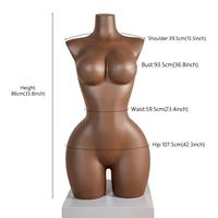 Mannequin de vitrine haut de gamme en fibre de verre, demi-corps, courbes brésiliennes, grandes hanches, buste, forme de robe afro-américaine, articulations réglables et mobiles