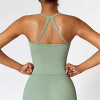 P888 요가 조끼 홀터 탑 스포츠 속옷 체육복 Ropa De Mujer 아래 의류와 요가 반바지 세트