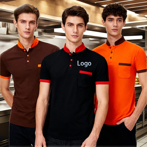 Uniformes de camarero para hostelería, overoles personalizados de manga corta, ropa de trabajo para restaurantes occidentales, de punto sólido de secado rápido, personalizados - Product Image 2
