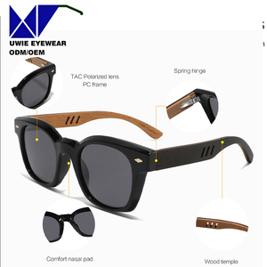 Lunettes de soleil carrées à monture intégrale en bois TR90 <span class=keywords><strong>vert</strong></span> tendance, taille 48-25-146 |   Lentilles polarisées TAC UV400 |   Vision nocturne anti-éblouissement - Product Image 3