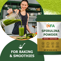 Poudre de Spiruline OEM ODM Non-OGM Végétalienne Sans Gluten Riche en Protéines et Potassium, Nutriments Naturels, Booste l'Énergie pour la Cuisson et les Smoothies