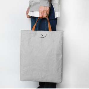 Sac fourre-tout en papier kraft lavable naturel avec motif de lettres Sac à provisions en fibre écologique - Product Image 6