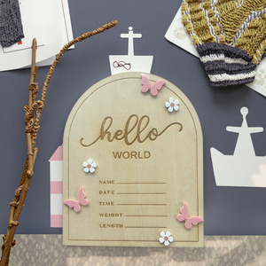 Fée porte Style bébé Souvenir sculpté à la main en bois hôpital annonce de <span class=keywords><strong>naissance</strong></span> - Product Image 5