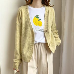 Coréen <span class=keywords><strong>Chic</strong></span> Tops Femmes <span class=keywords><strong>Pull</strong></span> Cardigans Oversize Automne Hiver Femme Filles col V En Tricot Cardigans Filles Outwear Pulls - Product Image 4