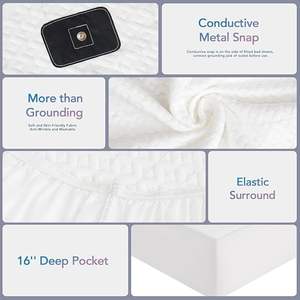 Sábana bajera de tierra 5% fibra de plata 95% algodón sábana bajera con cable de puesta a tierra - Product Image 5