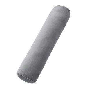 Cuscino cilindrico lungo 120 cm, morbido e soffice in tessuto peluche <span class=keywords><strong>grigio</strong></span> con rivestimento rimovibile. - Product Image 1
