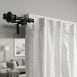 Classic Black <b>Curtain</b> <b>Pole</b> with <b>Finials</b> Round Design Traditional Style 0.75-0.99 Inch Diameter Anti Rust Feature - Product Image 5