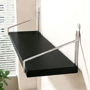 Wall Mounted Shelf Foldable Stainless Steel Rectangle Storage Rack For Books Stationery Kitchenware Behind Doors On Walls - Product Image 1
