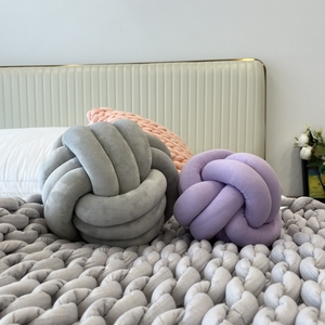 Home Decor Velvet Knitted Stress-relieving Knot <strong>Pillow</strong> Skillfully Hand-knotted Memory Foam Filling Hugget <strong>Snuggle</strong> Ball - Product Image 1