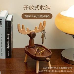 Wooden Deer Key Rack Storage <b>Shelf</b> For Desk Makeup Jewelry Watch Holder Freestanding Multi Functional Organizer - Product Image 1