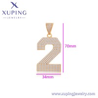X000716958 Bijoux Xuping Grand Pendentif Breloque Chiffre 2 Entièrement Sertie de Pierres
