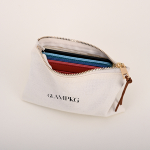 GLAMPKG Premium Off-<b>white</b> Canvas <b>Small</b> Storage <b>Bag</b> with Gold Zipper Personalized Gift Packaging Pouch for Jewelry & Accessories - Product Image 6