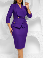 Nouvelle robe de bureau pour femmes, mode, col large, manches trois quarts, robe de bureau OL