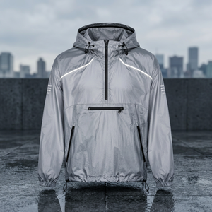 Custom Reflective Windbreaker <b>Jacket</b> <b>Mens</b> <b>Half</b> <b>Zip</b> Technical Nylon Anorak Lightweight Streetwear Outdoor Wholesale Shell - Product Image 3