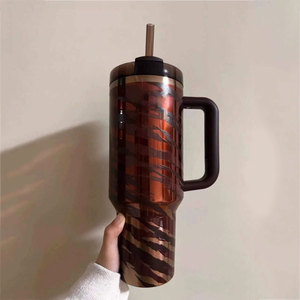 Vaso Térmico de 40oz con Estampado de Tigre, Doble Pared, Aislado al Vacío, con Pajita, Botella de Agua Portátil para Coche, Venta al por Mayor - Product Image 2