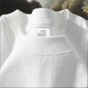 T-shirt à manches courtes pour homme, 230g, tricoté, 100% coton, blanc, col rond, couleur unie, anti-boulochage, décontracté, collection été - Product Image 2