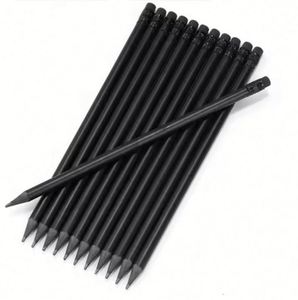 Fournitures scolaires en gros, crayons standard HB en bois noir, logo personnalisé imprimé, crayons promotionnels pour enfants QX-H004 OEM&ODM - Product Image 1