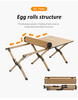 Table pliante de camping légère, moderne, portable, en acier, pour barbecue et pique-nique, de type « egg roll », fabriquée par un fabricant OEM.