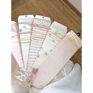 Spring Summer Thin Pink Korean Style Jk Lolita <b>Bow</b> Slouch Socks Breathable Mid Calf Women's Socks - Product Image 1