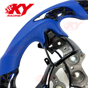 Volante Deportivo Personalizado de Cuero Azul con Fibra de Carbono Forjada y LED RPM para Hyundai Elantra N, I30N, I20N, Veloster N, Kona N, Accesorios para Auto - Product Image 2