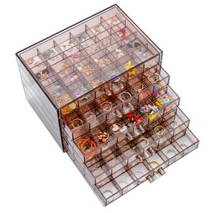 Nhà Máy Bán buôn 5 ngăn kéo đồ trang sức hiển thị đứng Acrylic Hộp lưu trữ với 120 khoang nhỏ Hộp quà tặng - Product Image 3