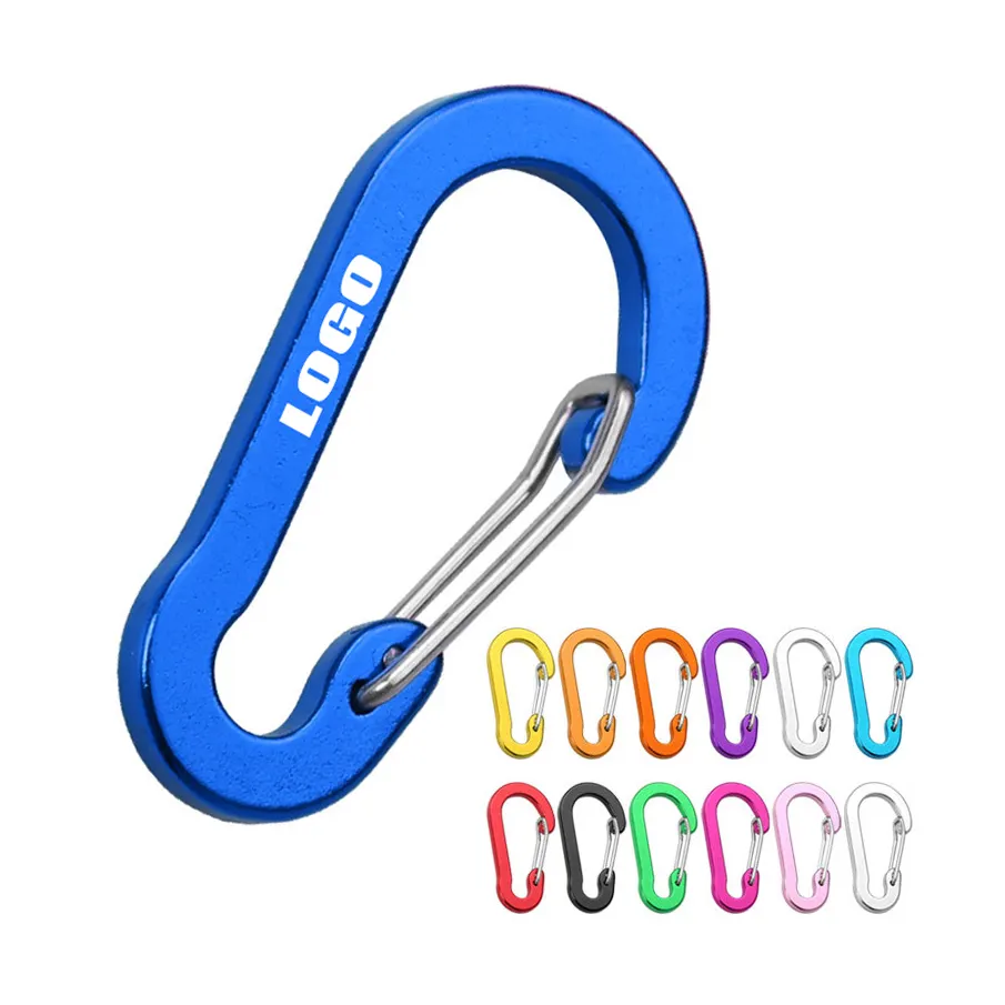 Custom Logo Outdoor Aluminum Alloy S-Type Carabiner Keyring Clips Snap Spring Hook Carabiner Flat Buckle Carabiner Keychains