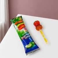 Permen Lollipop Superloves Fruit Twister Pelangi Berwarna-warni Rasa Buah Campuran Keras Dibungkus Secara Individual dalam Kotak Display