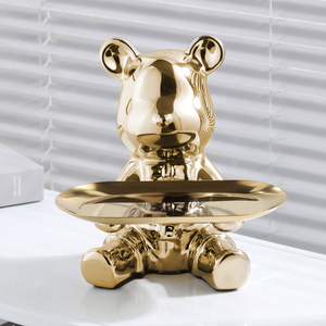 Plateau en céramique <span class=keywords><strong>blanche</strong></span> émaillée en forme d'ours, porte-clés, décoration de meuble TV, décoration de bureau, fait main, Art déco <span class=keywords><strong>moderne</strong></span>, Saint-Valentin/Noël - Product Image 2