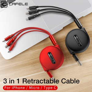 Câble de données rétractable CAFELE 1 à 3, micro type C, multi-chargeur, câble de données, ligne de données 3 en 1, rétractable, 1,2 m, synchronisation des données, câble de charge - Product Image 3